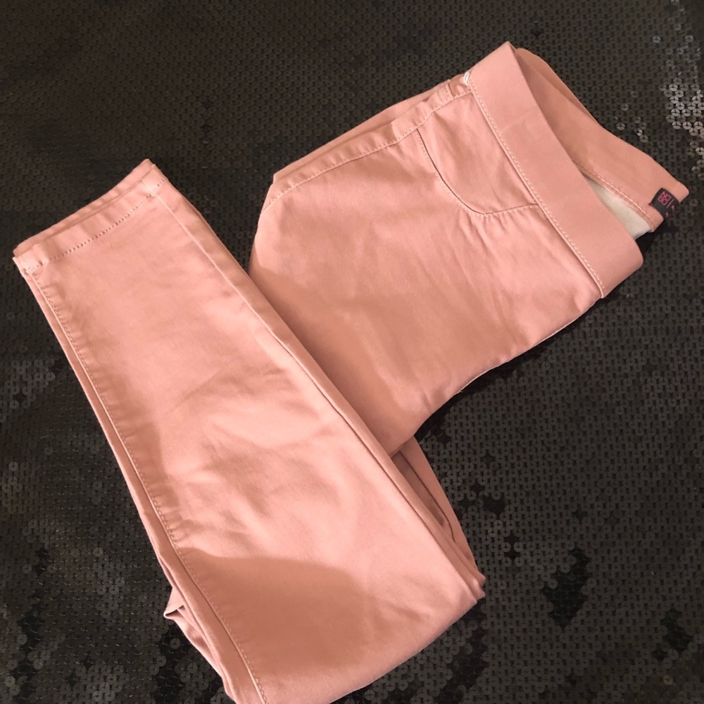 Pretty Sexy Stretch Rose Brown Pink Pants Size 7-9